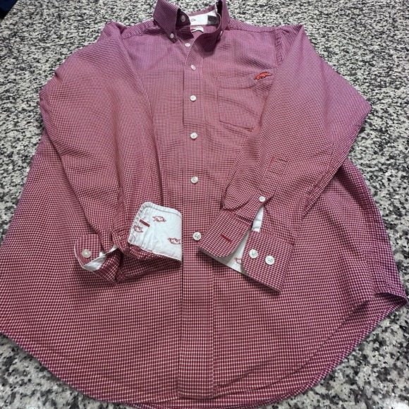 Arkansas Razorbacks Long Sleeve Dress Shirt Men's Sz S Check Pattern The Hogs‎ - Picture 7 of 10
